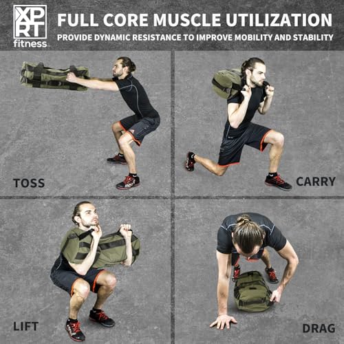 Workout Sandbag for Heavy Duty Workout Cross Training 7 Multi-positional Handles - Color Army Green/Black/Camo