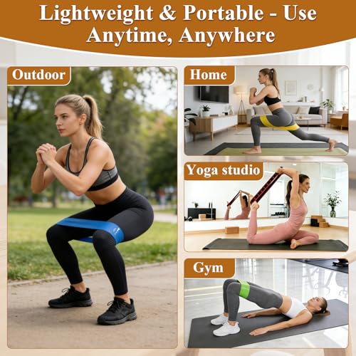 4 Pcs Fitness Resistance Band for Stretching and Yoga with 8-Level Adjustable Strap & 3 Loop Resistance Bands for Legs, Resistance Bands for Working Out, Pilates, Physical Therapy, Home Workout