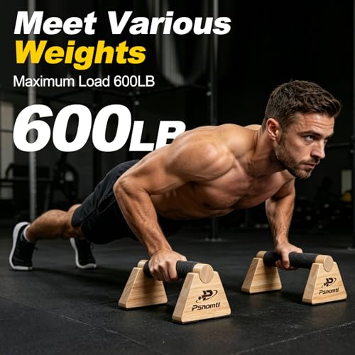 Push Up Bars, Wooden Parallettes Bars 2PCS, Calisthenics Equipment with Non-Slip Base, Perfect Pushup & Calisthenics Bar, Push Up Handles for Floor, and Pushup Handles for Men