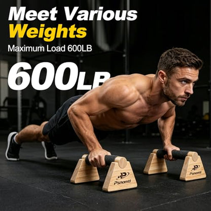 Push Up Bars, Wooden Parallettes Bars 2PCS, Calisthenics Equipment with Non-Slip Base, Perfect Pushup & Calisthenics Bar, Push Up Handles for Floor, and Pushup Handles for Men