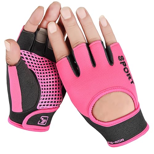 IZUS Fingerless-Cycling-Gloves Workout-Gym-Gloves for Men Women Non-Slip Palm Grip for Weight Lifting Training Fitness