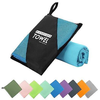 Microfiber Travel Towel, Soft Lightweight Quick Dry Towel, Super Absorbent Compact Travel & Sports & Beach Towels for Camping, Backpack, Gym, Swimming, Yoga, Hiking (L:24"×48" -MarineBlue)