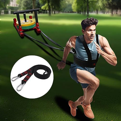 2 Pcs 9.8FT Sled Harness Pulling Straps, Sled Tire Harness Attachment for Football Running Sprinting Resistance Speed Agility Training