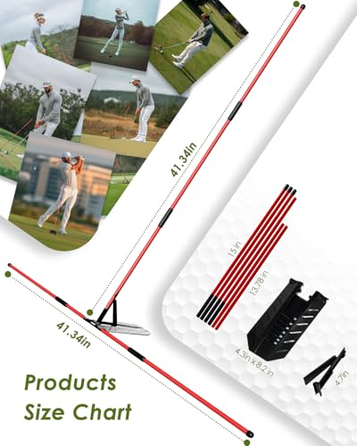 Golf Alignment Sticks - Foldable Golf Training Aid Golf Swing Training Aid with Angle Plate for Driving Range/Backyard