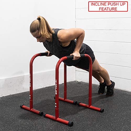 Valor Fitness Non-Slip Dip Station Stands – Bodyweight Exercise Equipment for Dips, L-Sits, Rows, Push-Ups, Pull-Ups Uppr Body Workout - Home Gym Strength Training