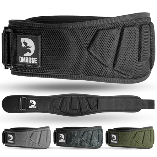 DMoose Fitness Weight Lifting Belt for Squats, Deadlift & Intense Workout - 6" Adjustable Fit Auto Lock Weightlifting Belt for Men & Women - Neoprene Gym Belts for Stability & Lumbar Back Support - color: Black 2.0, size: Small
