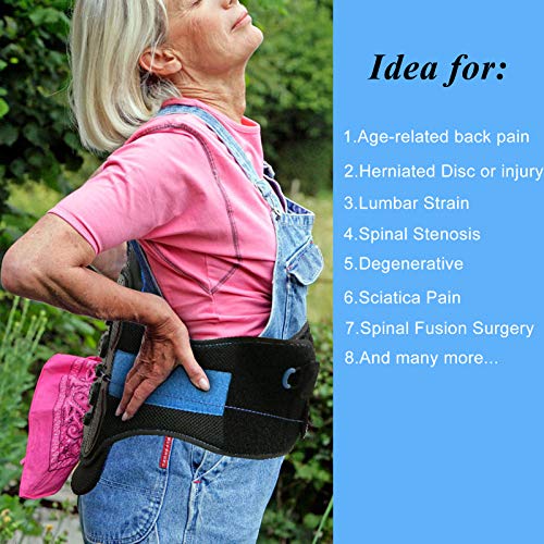 LSO Back Brace with Maximum Decompression Plate & Adjustable Arch Back Support,Dual Pulley System Lumbar Support Belt for Herniated Disc,Spine Stenosis,Sciatica,Scoliosis(S/M fit belly 23.5"-33.75")