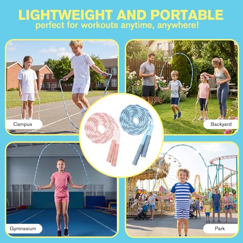 10 Pack Beaded Jump Rope for Kids, Upgraded Segmented Jumping Rope with Soft Anti-slip Handles Tangle-Free Segmented Jump Rope Adjustable Skipping Rope Speed Rope for Men & Women