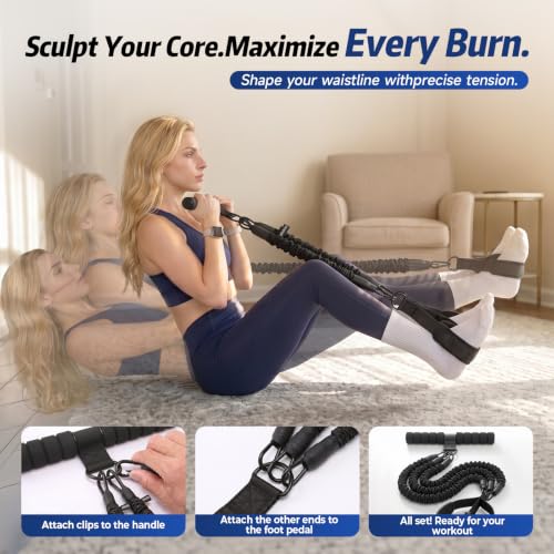Pedal Resistance Band with Handle, 90LBS Adjustable Exercise Band - color: Black