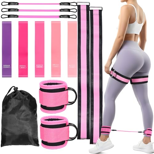 Resistance Bands Set, Adjustable Ankle Exercise Bands with Cuffs Home Gym Workout Fitness Equipment with Carry Bag for Women Leg Booty Butt Lift Kickbacks Hip Training Working Out Yoga