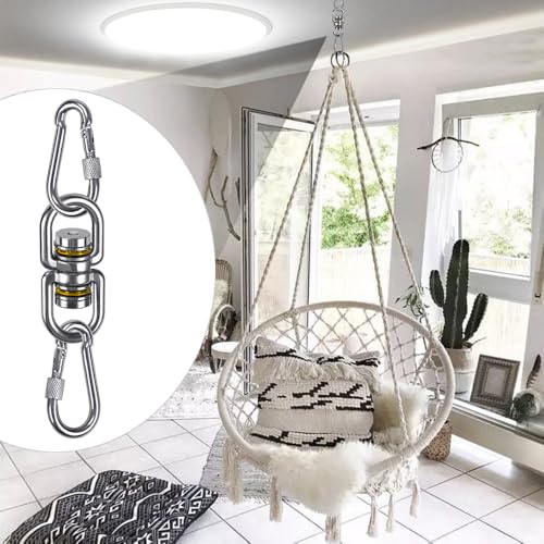 SELEWARE Heavy Duty Bearing Swing Swivel, 360° Rotational Hanging Accessory, Ideal for Tree Swing, Hammock Chair, Yoga, Kids Tire Swivel, Heavy Bag Swivel, 2 Pack, 1200LB Capacity - color: 2 Pack Swivel (E) With 4 Carabiners