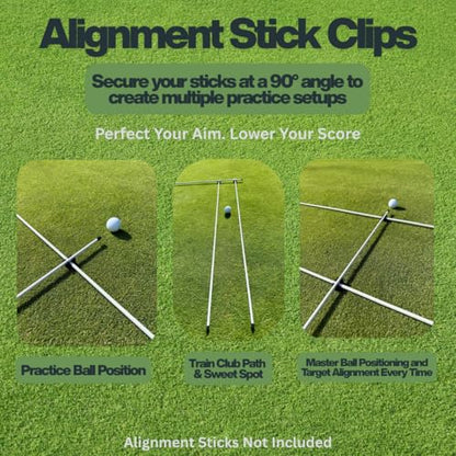 Golf Alignment Stick Clips (3 Pack) – Upgraded New Version – More Flexible & More Durable – Training Aid for Ball Position & Parallel Line Setup