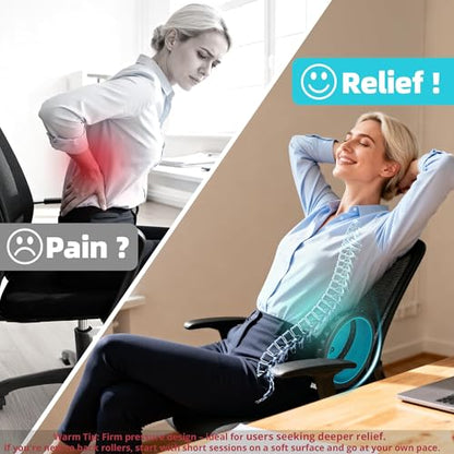 GymCope Back Roller for Back Pain Reliefn & Stretching, Deep Tissue Massage Roller Supports Up to 530 lbs / 240 kg, 5.5''-7.5'' Curved Foam Roller for Home Physical Stretching (Blue, Medium) - size: Medium