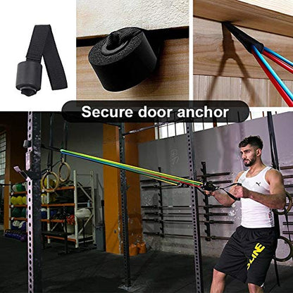 11 Pack Resistance Bands Set,Including 5 Stackable Exercise Bands with Door Anchor,2 Foam Handle,2 Metal Foot Ring & Carrying Case - Home Workouts,Physical Therapy,Gym Training