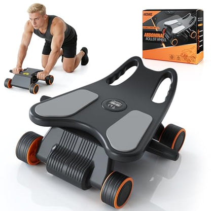 Exercise Roller Wheels with Elbow Board Support, Abs Exercise Roller Abdominal Training with 4 Wheels and Knee Pad for Home Gym