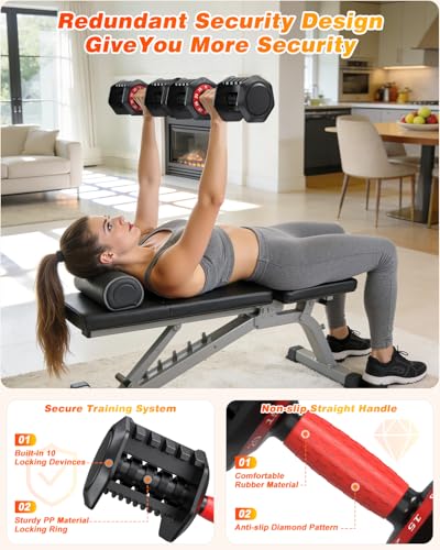 XDDIAS Adjustable Dumbbell Set for Home Gym Strength Training - color: 55LB