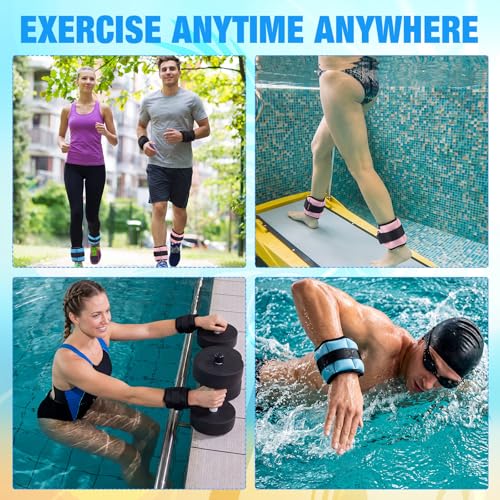 3 Pairs Ankle Weights for Men Women 0.5lb/1lb/1.5lb Adjustable Swimming Ankle Wrist Weights Bands Set for Pool Aqua Cuffs Aerobics Fitness Jogging Walking Running Yoga - color: Pink Blue Black