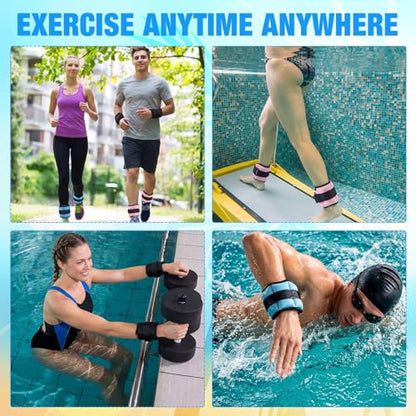 3 Pairs Ankle Weights for Men Women 0.5lb/1lb/1.5lb Adjustable Swimming Ankle Wrist Weights Bands Set for Pool Aqua Cuffs Aerobics Fitness Jogging Walking Running Yoga - color: Pink Blue Black