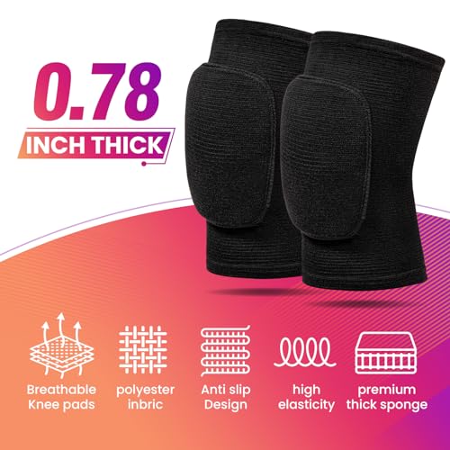 Volleyball Knee Pads,Knee Pads for Women,Men,Kids,Girls,Knee Brace for Basketball Volleyball Football Dance Yoga Tennis Running Cycling Workout Climbing (Black, Small)