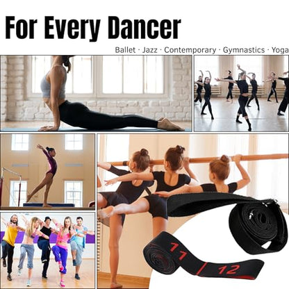 Danzcue Ballet Stretch Strap Set – Professional Dance Flexibility Trainer with Door Anchor, Extra Long Non-Slip Stretching Bands for Ballet, Jazz, Contemporary & Gymnastics