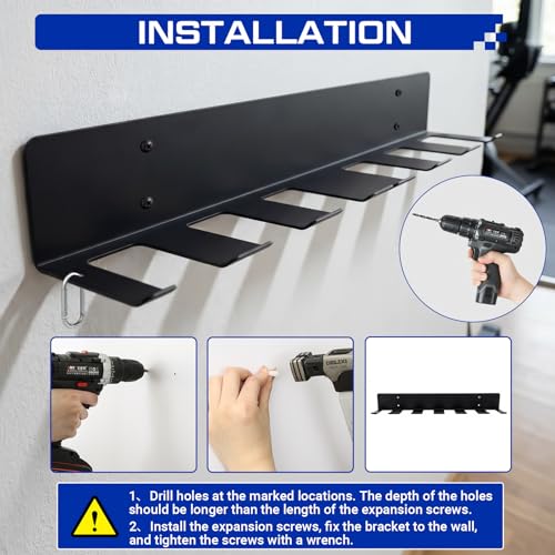 Sintuff Wall Mounted Dumbbell Rack for Home Gym, Heavy Duty Metal Storage Organizer with 6 Slots & Hooks, Space Saving Weight Holder for Dumbbells, Bands, Jump Ropes & Workout Accessories