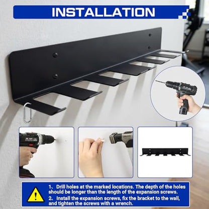 Sintuff Wall Mounted Dumbbell Rack for Home Gym, Heavy Duty Metal Storage Organizer with 6 Slots & Hooks, Space Saving Weight Holder for Dumbbells, Bands, Jump Ropes & Workout Accessories