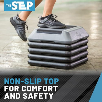 Adjustable High Step Aerobic Platform with 4 Risers, Home Gym Workout Equipment, Fitness Exercise Equipment Made in the USA