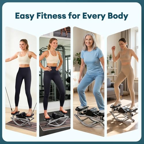 Rock Fitness Stepper, Lateral Step Rocker Side to Side for Exercise at Home with Resistance Bands & Non-Slip Mat - Exercise Step Balance Board Workout Machine for Home Apartment Dormitory