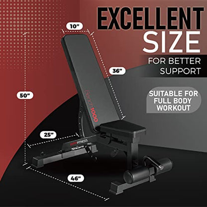 Keppi 1000LB Weight Bench - Adjustable Workout Bench Press Set for Home Gym Strength Training, Incline Decline Flat Sit Up Bench for Full Body Strength Training