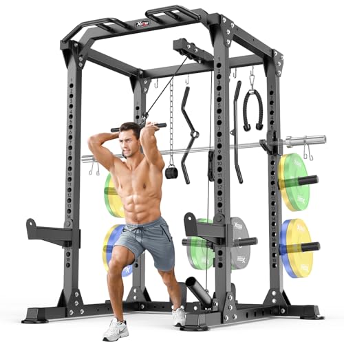 Power Rack Power Cage Multi-Function Squat Rack with Cable Crossover System Selectable More Training Attachment Power Rack for Garage & Home Gym - color: Black, size: A Set L01 Power Cage