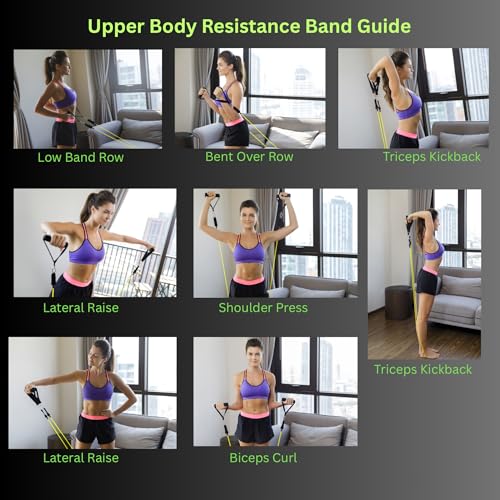 Resistance Bands Set 11 pcs - Up to 150 lbs with Handles, Door Anchor, Ankle Straps & Carry Bag - Home Gym & Strength Training