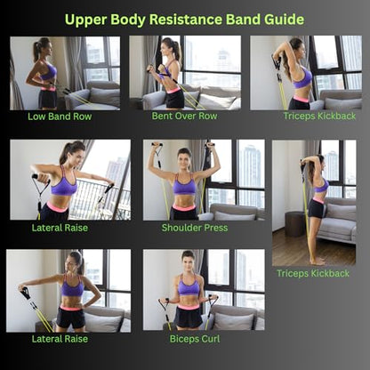 Resistance Bands Set 11 pcs - Up to 150 lbs with Handles, Door Anchor, Ankle Straps & Carry Bag - Home Gym & Strength Training