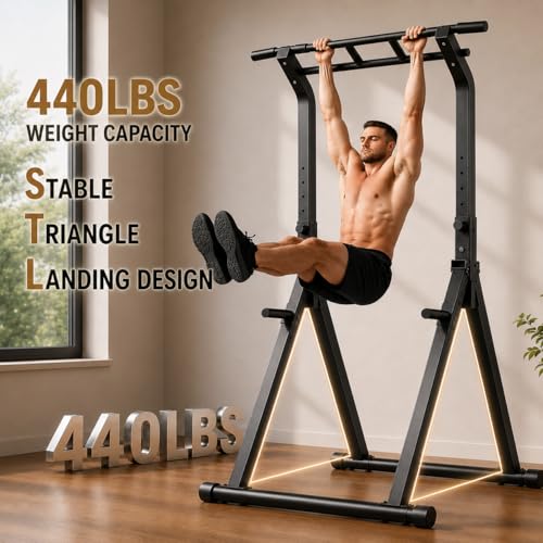 Pull Up Bar, Multifunction Power Tower Dip Bar Station Home Gym Strength Training Workout Equipment for Pull-up Push-up Dips