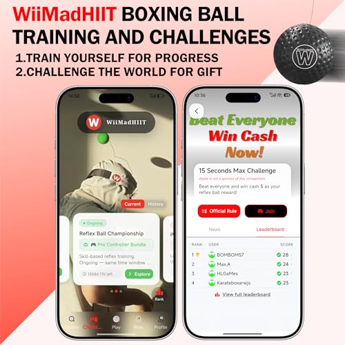Boxing Reflex Ball with Punch Counter App, Fun Punch Game with Headband, Hand Eye Coordination Training | Boxing Equipment, Fitness Gift Ideas for Teen Boys and Anyone into MMA Training