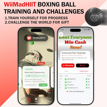 Boxing Reflex Ball with Punch Counter App, Fun Punch Game with Headband, Hand Eye Coordination Training | Boxing Equipment, Fitness Gift Ideas for Teen Boys and Anyone into MMA Training