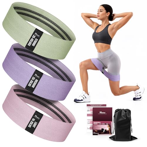 Fabric Resistance Bands for Working Out with Exercise Guide, 3 Levels Hip & Glute Bands Set for Legs, Squats, Yoga, Fitness & Physical Therapy for Women and Men