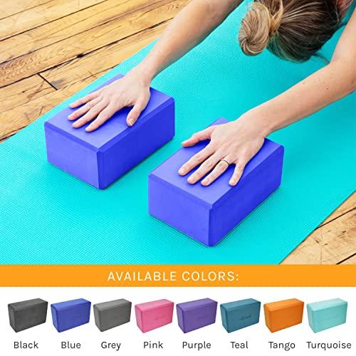 Sol Living Yoga Blocks 2 Pack High Density EVA Foam Yoga Cushion Stretching Pilates Meditation Exercise Equipment Support Deepen Poses Odor Free Non Slip Yoga Accessories - 4" x 6" x 9"- Blue - color: Blue