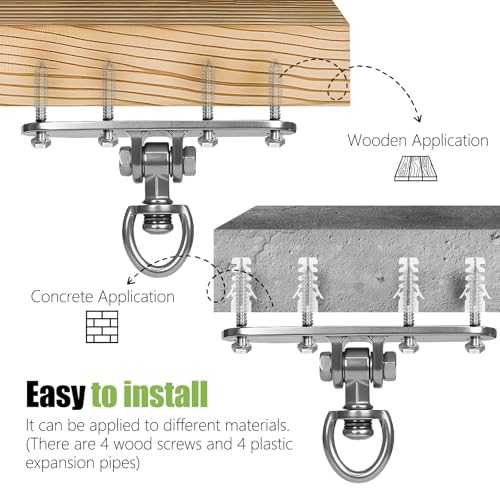 Swing Hanger Ceiling Mount Heavy Duty Anti-Rust with 180° & 360° Bearings Punching Bag Hanger 800lb Capacity for Indoor Outdoor Swing Chairs, Hammocks, Playgrounds, Yoga - size: Size 6