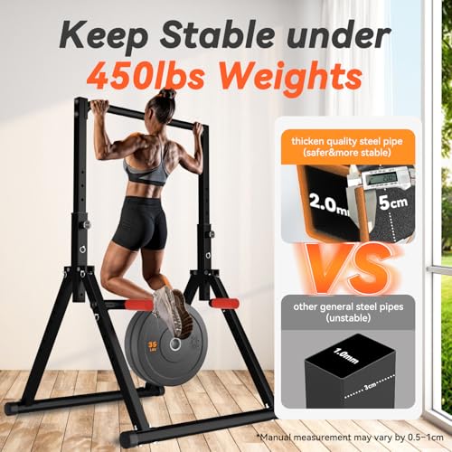 Power Tower Pull Up Dip Station Foldable, Pull Up Bar Station Adjustable, Multi-Function Home Gym, Strength Training Fitness Equipment, Triangular Design, for Home Outdoor - color: Black