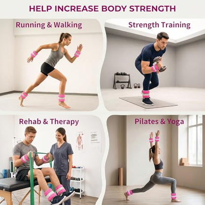 Adjustable Ankle Weights for Women Men A Pair of 1-3/4/5/6/8/10/20LBS - color: Rose Red