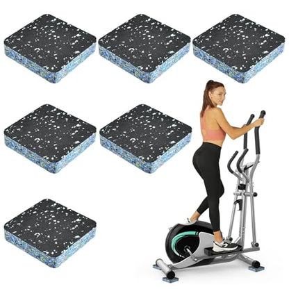 6 Pcs Anti-Vibration Rubber Mat, 4" X 4" X 0.8" Shock Absorbing Treadmill Pads, High Density Mats for Protect Floors, Washer, Dryer, Air Compressor