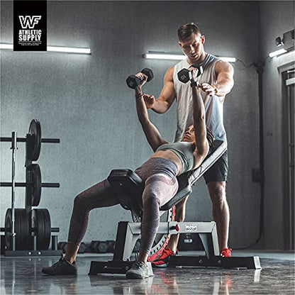 WF Athletic Supply Black Neoprene Dumbbell Set, Non-Slip & Hex Shape, Great for Muscle Toning, Strength Building & Weight Loss; Sizes, Dumbbells Only & w/Rack Options Available