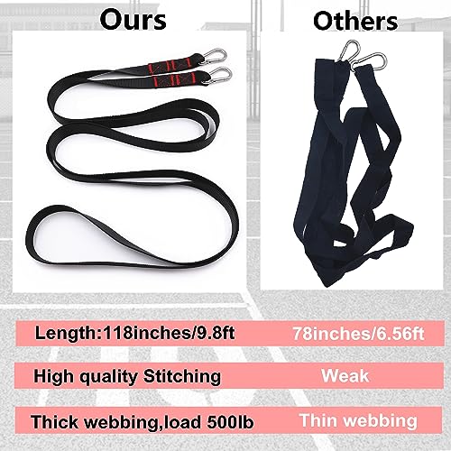 2 Pcs 9.8FT Sled Harness Pulling Straps, Sled Tire Harness Attachment for Football Running Sprinting Resistance Speed Agility Training