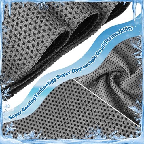 Honoson 12 Pcs Cooling Hooded Towels for Neck and Face UPF 50 Sun Protection Cooling Neck Wrap Breathable Ice Towels for Outdoor Work Running Fishing Gardening (Dark Gray,Dark Blue)