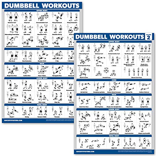 QuickFit 2 Pack Dumbbell Workout Exercise Poster - Volume 1 & 2 - LAMINATED 18" x 24" - color: LAMINATED