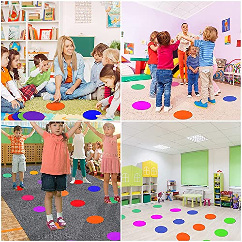 Poly Spots Spot Markers for Gym Floor 4.72inch 6inch 9inch 24/36 Pcs Non-Slip Rubber Floor Dots Round Agility Markers Flat Cones for Sports Soccer Basketball PE Training, Dance, Classroom - style: 24Pcs 9 inch
