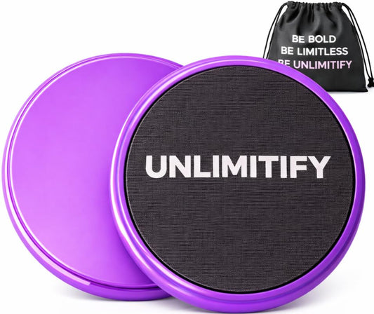 Core Sliders for Carpet & Hard Floors – Dual-Sided Exercise Discs for Home Workouts, Pilates & Ab Training, Smooth & Carpet Gliding Design with Storage Bag (Purple)