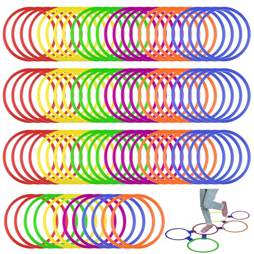 Mototo 24/30/48/96 Pack Agility Rings 15 Inch Speed Training Hopscotch Rings Plastic Circle Jumping Hoops Agility Hurdles for Athlete Exercise Soccer Football Gymnastics Games Practice Footwork - style: 96 Pack