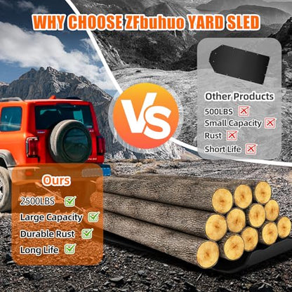 47” x 110” Yard Drag Sled with Pull Cables 1/8 HDPE Thickened Yard Sled Heavy Duty Multipurpose Yard Drag Mat for Hauling Debris, Construction Materials, Logs and Hunting Trophy - size: 47” x 110”