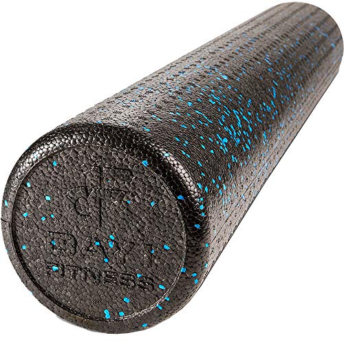 High Density Muscle Foam Rollers by Day 1 Fitness - Sports Massage Rollers for Stretching, Physical Therapy, Deep Tissue, Myofascial Release - Ideal for Exercise and Pain Relief - Speckled Blue, 36” - color: Blue Speckled, size: 36"